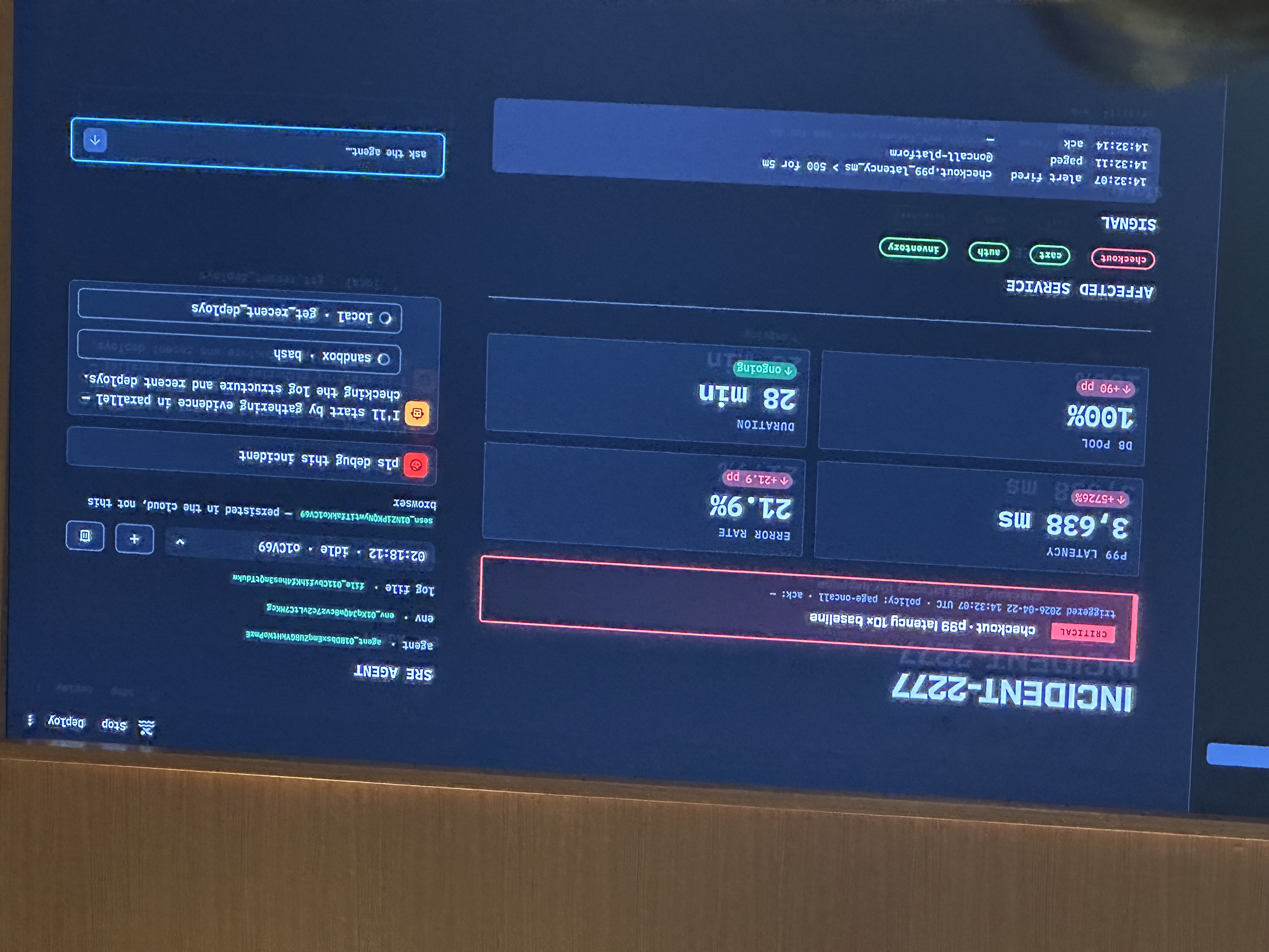 Incident-2277 live Managed Agent demo screenshot