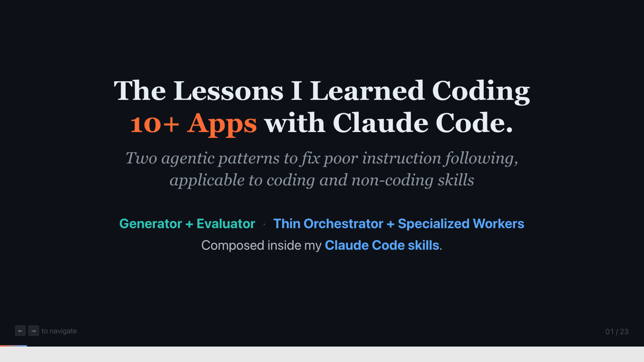 The Lessons I Learned Coding 10+ Apps with Claude Code — first slide